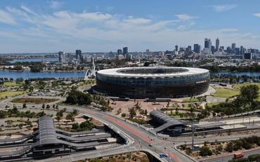 aerial drone photo of OPTUS STADIUM