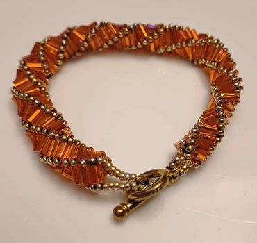Burnt Orange Twisted Bead Bracelet
