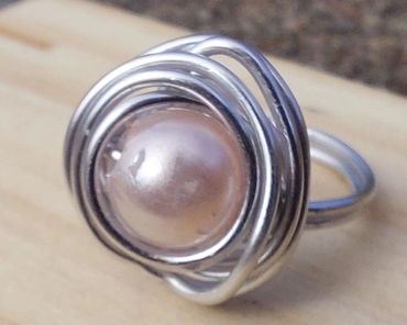 Handcrafted Wire Pearl Ring