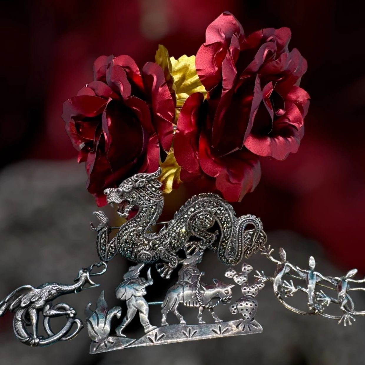 Kerr sterling silver pin Griffin $175.00
1950 Mexican silver  Tourist Native American pin $48.00
