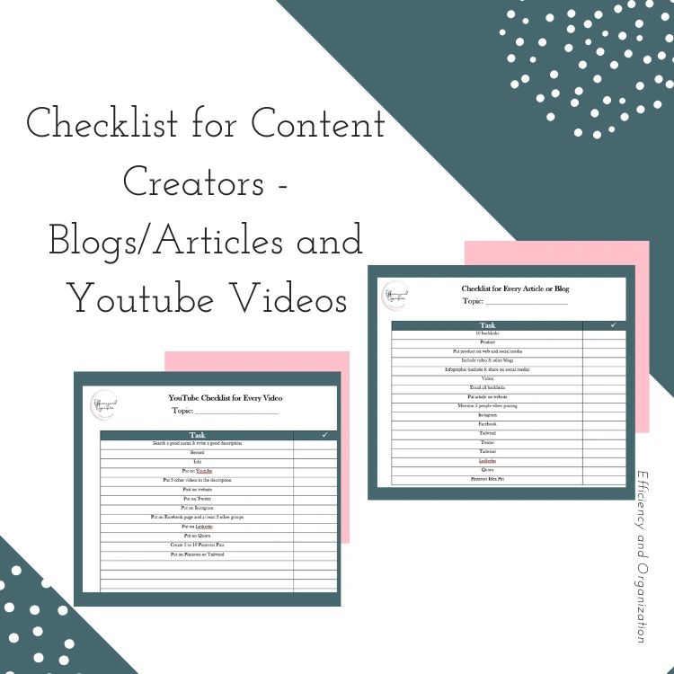 Checklist for Content Creators - Blogs/Articles and Youtube Videos