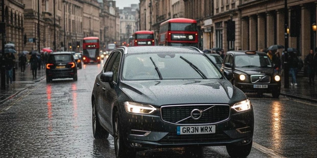 Concept image of a driving in the rain