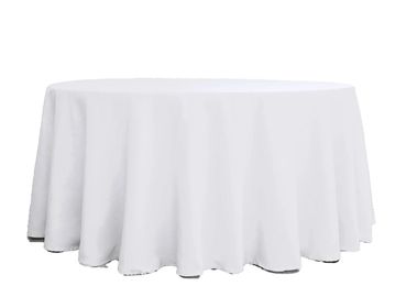 white round polyester table cloth