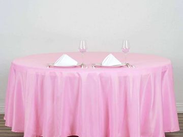 round pink table cloth