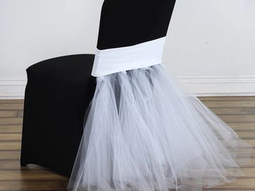 white tulle chair tutu