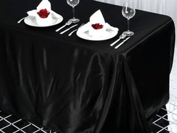 rectangle black satin table cloth