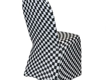 black and white checkered spandex chair cover
