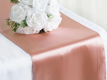 dusty pink satin table runner