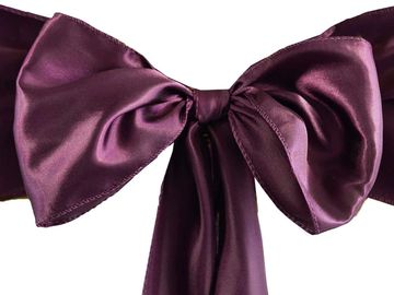 eggplant satin chair sash