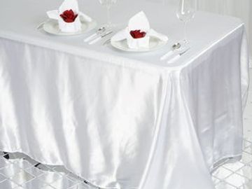 rectangle white satin table cloth