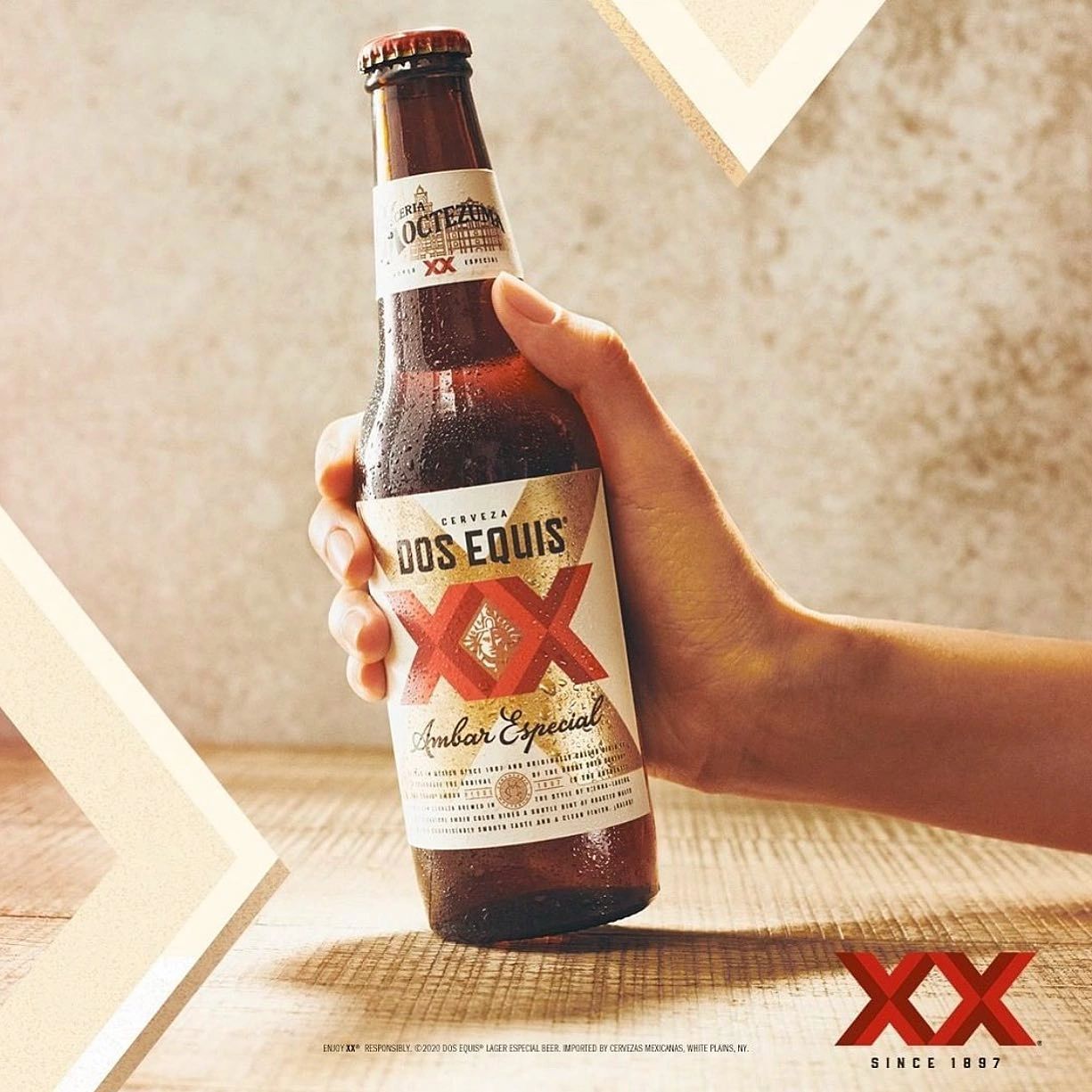 Dos Equis hand model XX beverages