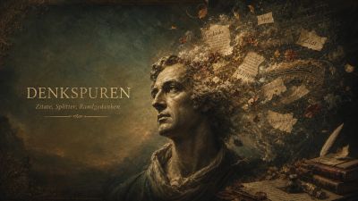 Artistic portrait with papers and leaves swirling around a man's head.