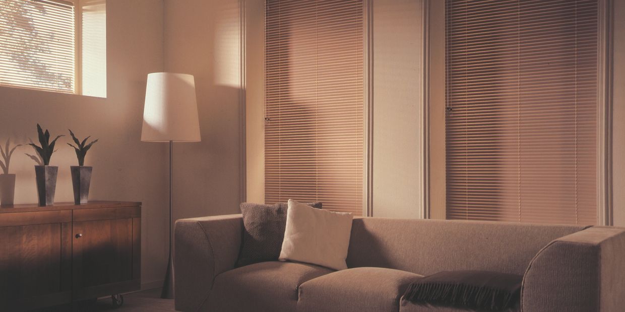 Aluminum Venetians in a living room