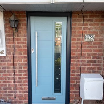 victory blue composite door installed by eco windows