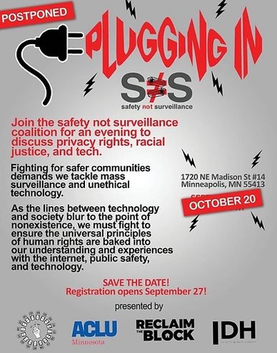 Postponed event on privacy, racial justice, and tech by Safety Not Surveillance.
