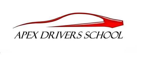 Logo of Apex Drivers School with a sleek red car outline.