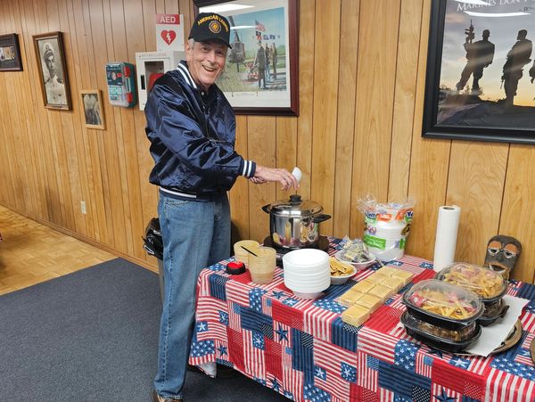 Vice Commander, Tony Bauer,  getting the Gumbo soup ready for the Legionnaires. 