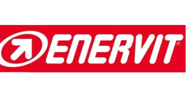 Enervit logo with bold white text on a red background.