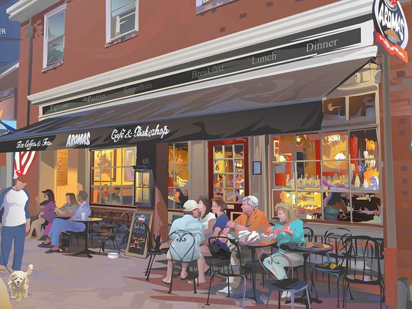 A Portrait of Aroma's by Artist Bob Oller
