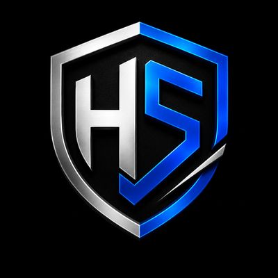 A sleek metallic shield logo with letters H and S in silver and blue.