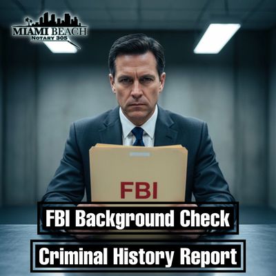 FBI background check in Miami Beach, criminal history rap sheet service and apostille