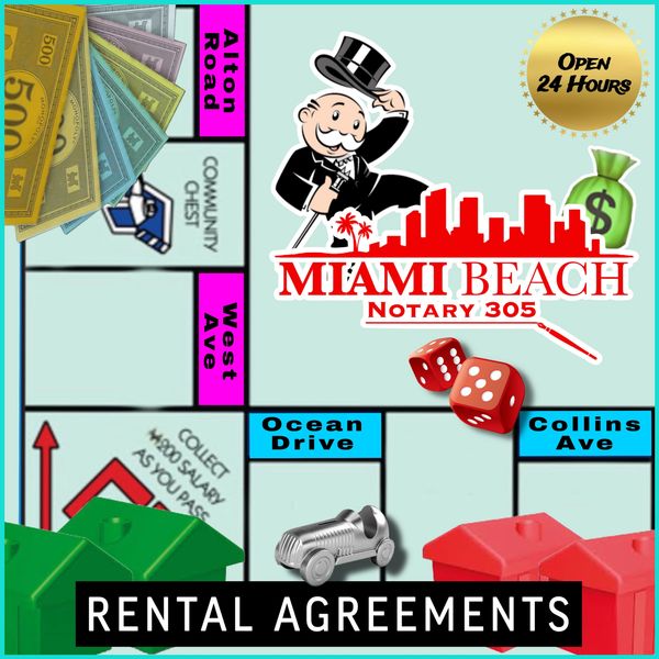 Miami Beach Notary 305 rental agreement creation and notarization service in South Beach