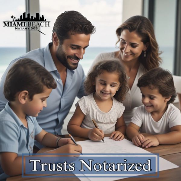 Trusts notarized estate closing in South Beach by Miami Beach Notary Public 24 hour mobile notary