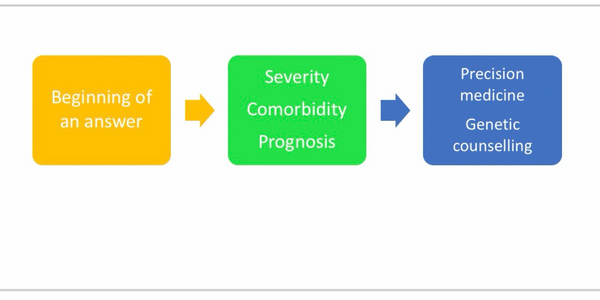 Flowchart showing progression from an answer's beginning to prognosis and genetic counseling.