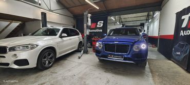 Bentley and BMW X5 at TS Automotive UK – expert diagnostics, repairs, and luxury car servicing.