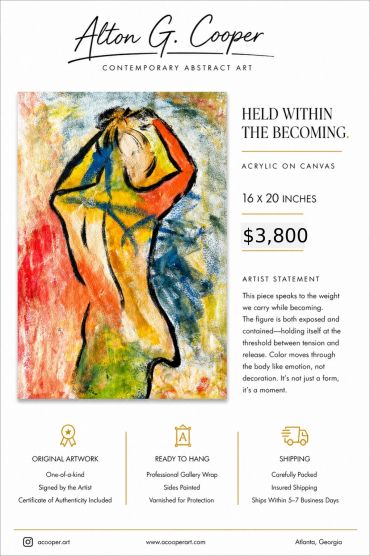 Abstract painting of a figure in warm and cool tones by Alton G. Cooper.
