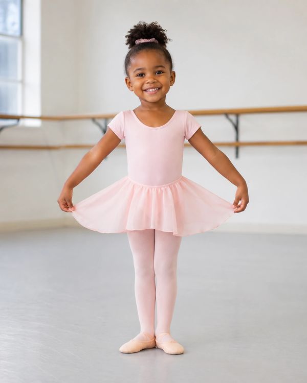 Young child smiling in pre-ballet class at City Ballet of Maryland in Baltimore