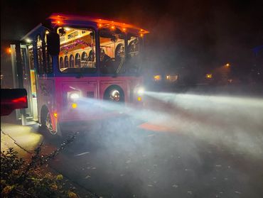Group of people visiting Halloween attraction in Naperville