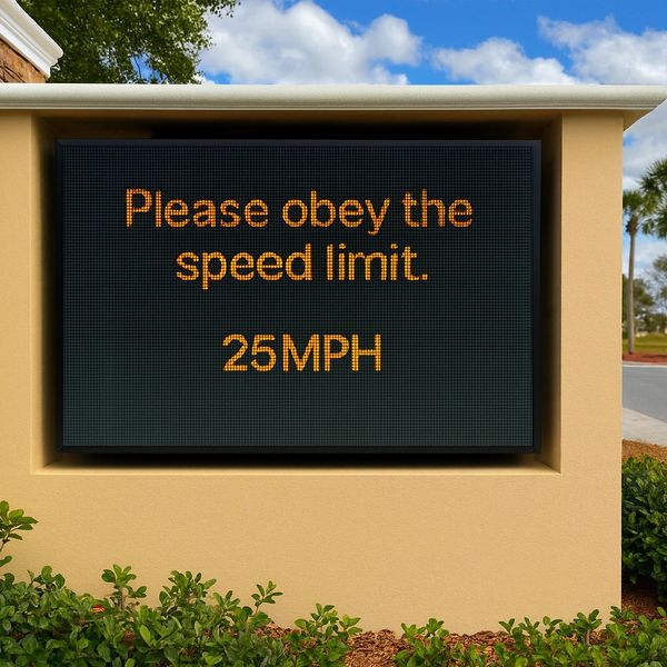 After completing full commercial LED repair, digital sign repair, and LED display repair, the speed limit display now operates with bright, sharp illumination and stable performance—ensuring clear visibility for drivers in Florida.