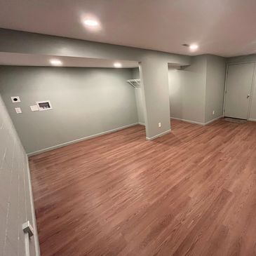 Hardwood floor, basement, open room 
