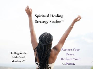 Black woman stands with arms raised toward the sky on a sunny day. Text reads: "Spiritual Healing St