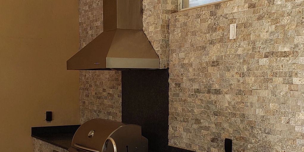 Outdoor kitchen with stone