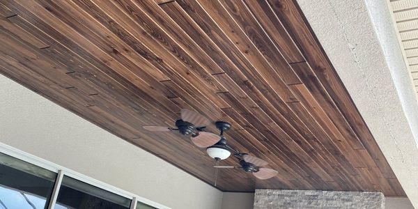 Tongue & Groove Wood Lanai Ceiling. Timeless look
