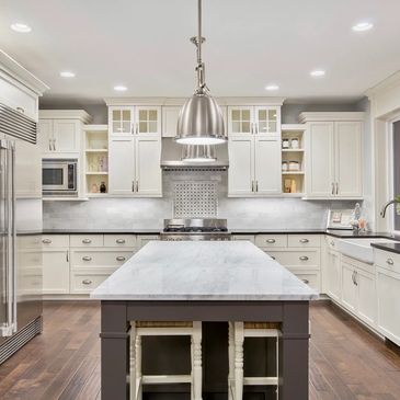 Indoor kitchen remodel. French, country/farmhouse style inspired.