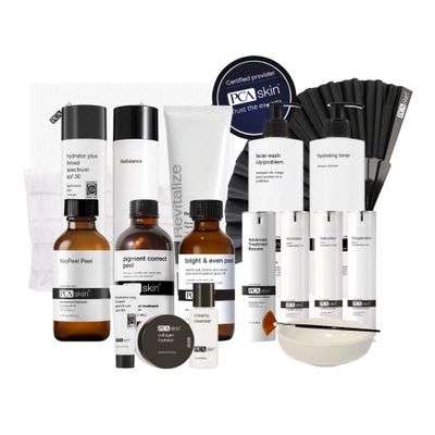 Collection of PCA Skin skincare products.
