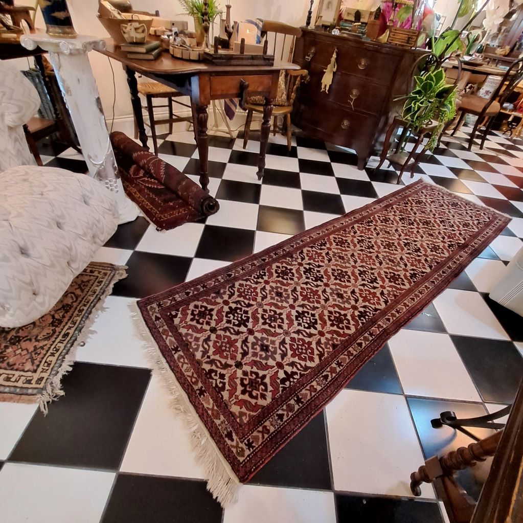 Stunning vintage hand knotted runner rug.