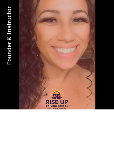 Smiling woman, founder and instructor of Rise Up Driving School.
