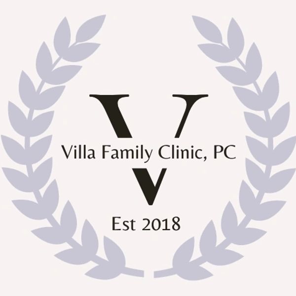 Logo of Villa Family Clinic with laurel wreath and establishment year 2018.