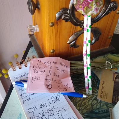 Actual customer note that says happy to have taken a back road to find you folks