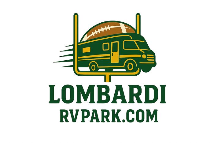 Logo featuring an RV and football inside a goalpost with 'Lombardi RVPark.com' text.