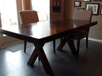 Hickory Dining Table with X-Leg Base