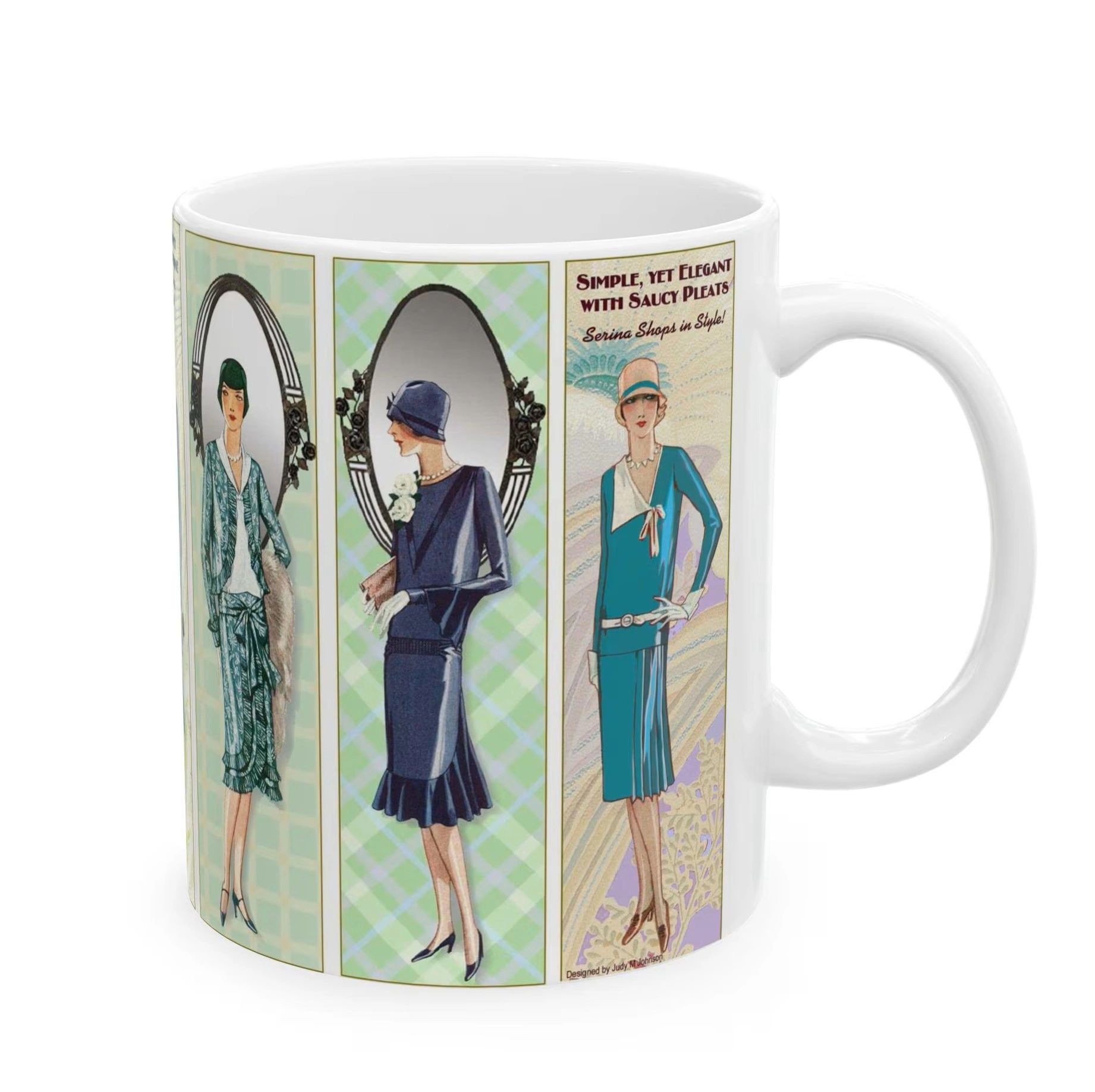 1920s Fashion Illustration Mug | Vintage Flapper Ladies Ceramic Mug