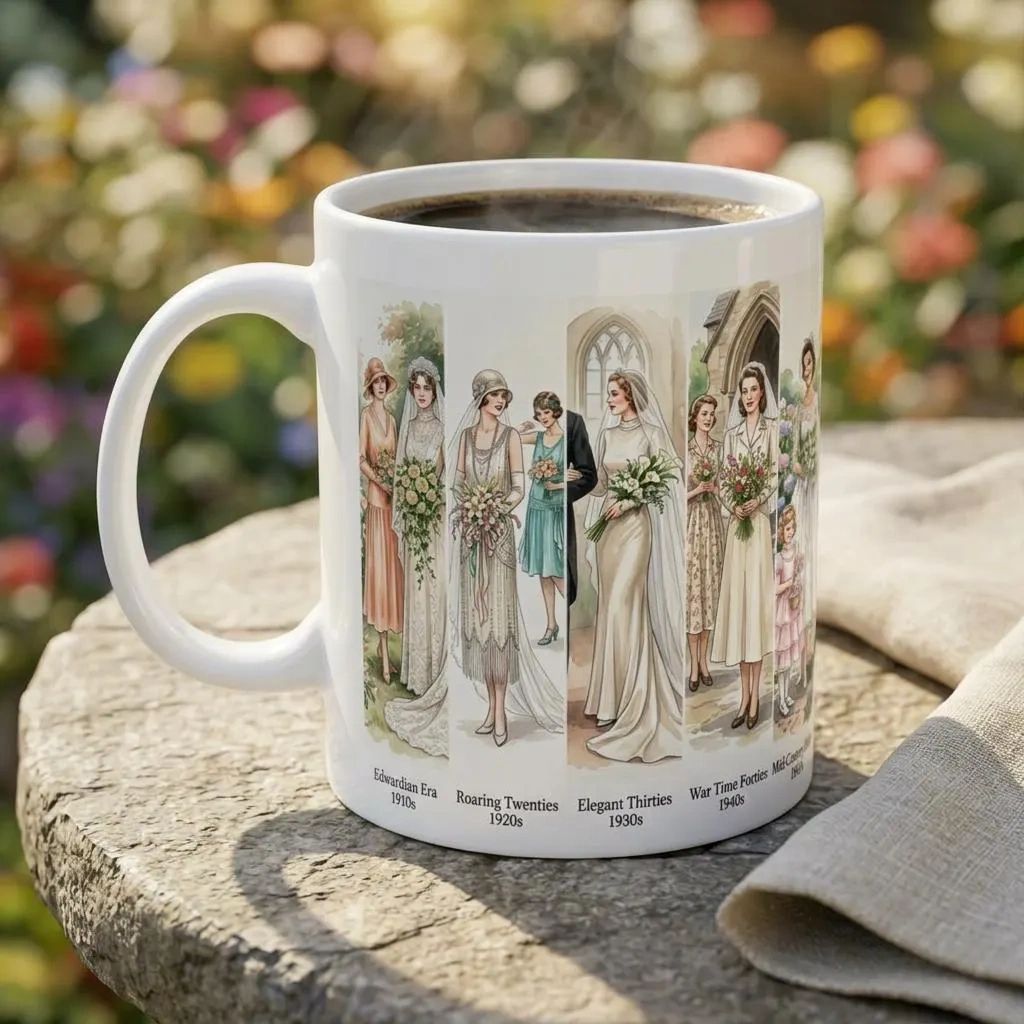 Vintage Bridal Fashion History Illustration Mug | Ceramic Mug