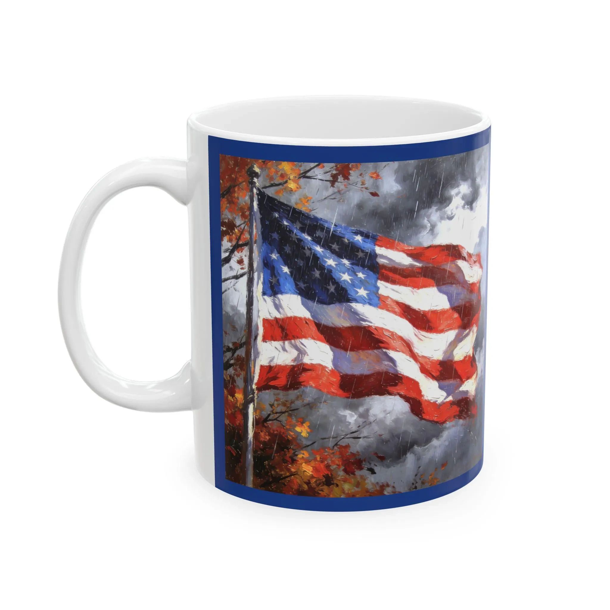 American Flag Artwork | Patriotic Stars Stripes Ceramic Coffee Cup