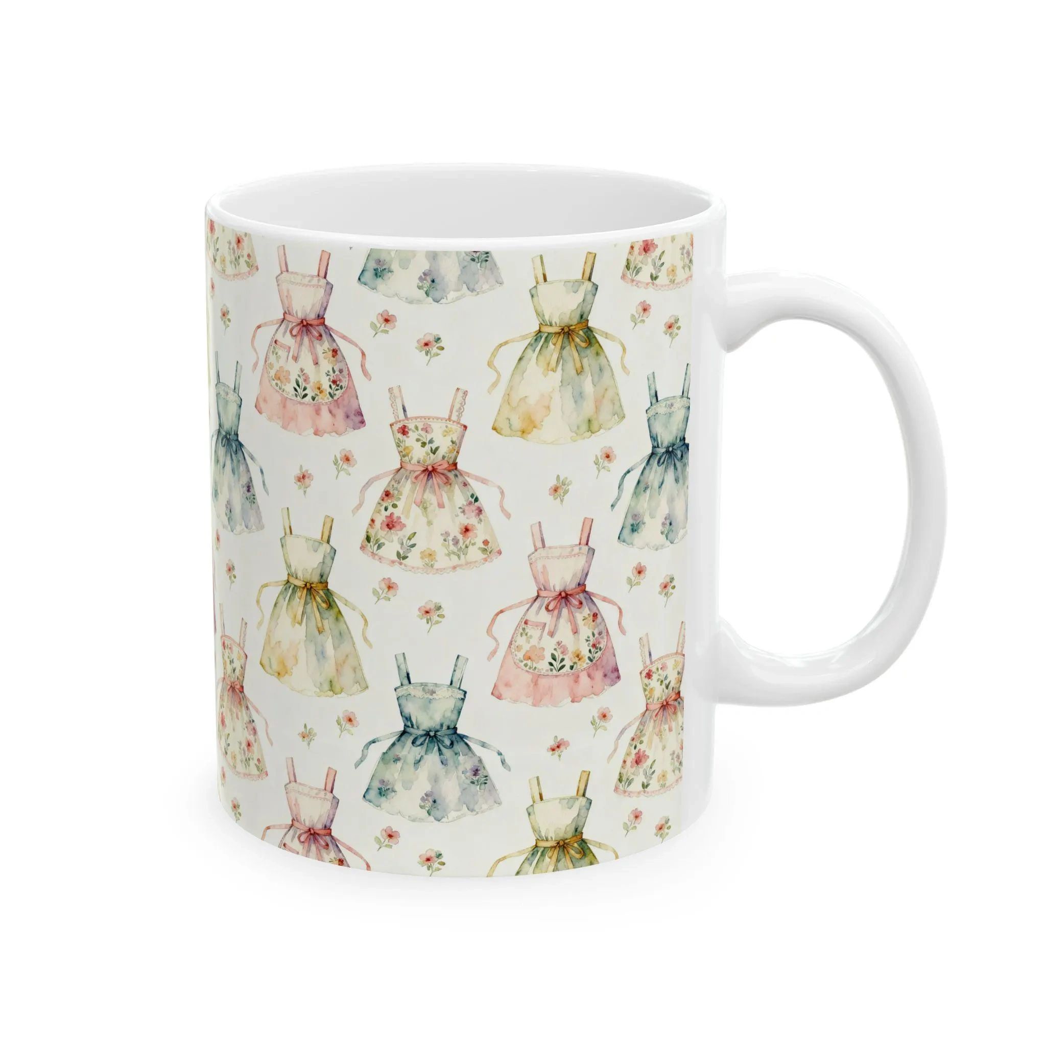 Watercolor Floral Aprons Mug | Nostalgic Kitchen Ceramic Coffee Cup