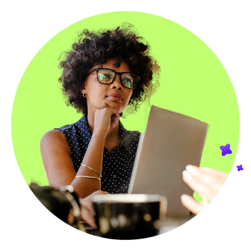 Woman at table receiving marketing advice for side hustle